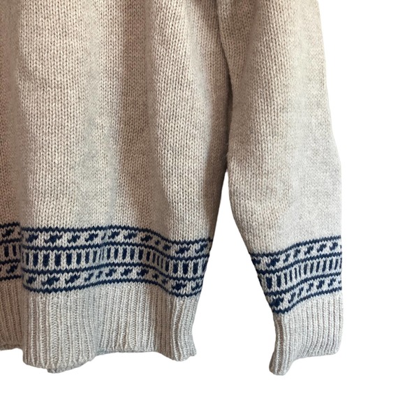 J. Crew Wallace & Barnes Fair Isle Sweater Medium Blue 100% Wool Grandpa Nordic - Picture 4 of 9